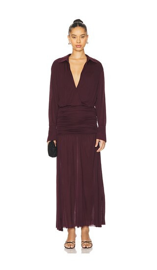 SEROYA Farah Maxi Dress in Wine. - size XS | Revolve Clothing (Global)