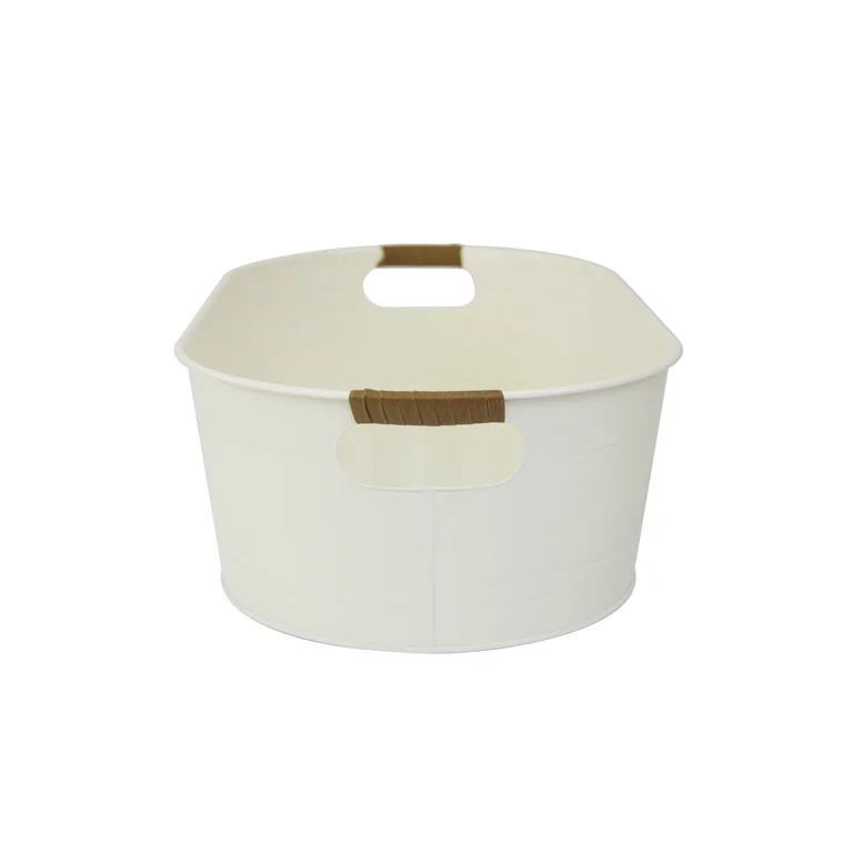 Better Homes & Gardens - Vanilla White Medium Oval Galvanized Tub, 20.27 in L x 11.22 in W x 5.7 ... | Walmart (US)