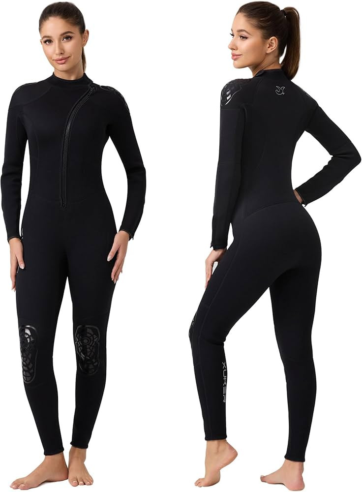 XUKER Wetsuit Men Women 3mm, Neoprene Wet Suits Front Zip Full Body Long Sleeve Diving Suit in Co... | Amazon (US)