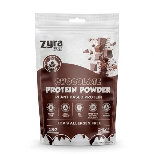 Zyra Pea Protein Powder Chocolate – 18g Plant Based Protein, Vegan, Dairy Free, Gluten Free, Soy Free, Top 9 Allergen Free, Low Carb, Keto Friendly, Smooth Mixing, Easy to Digest | Amazon (US)