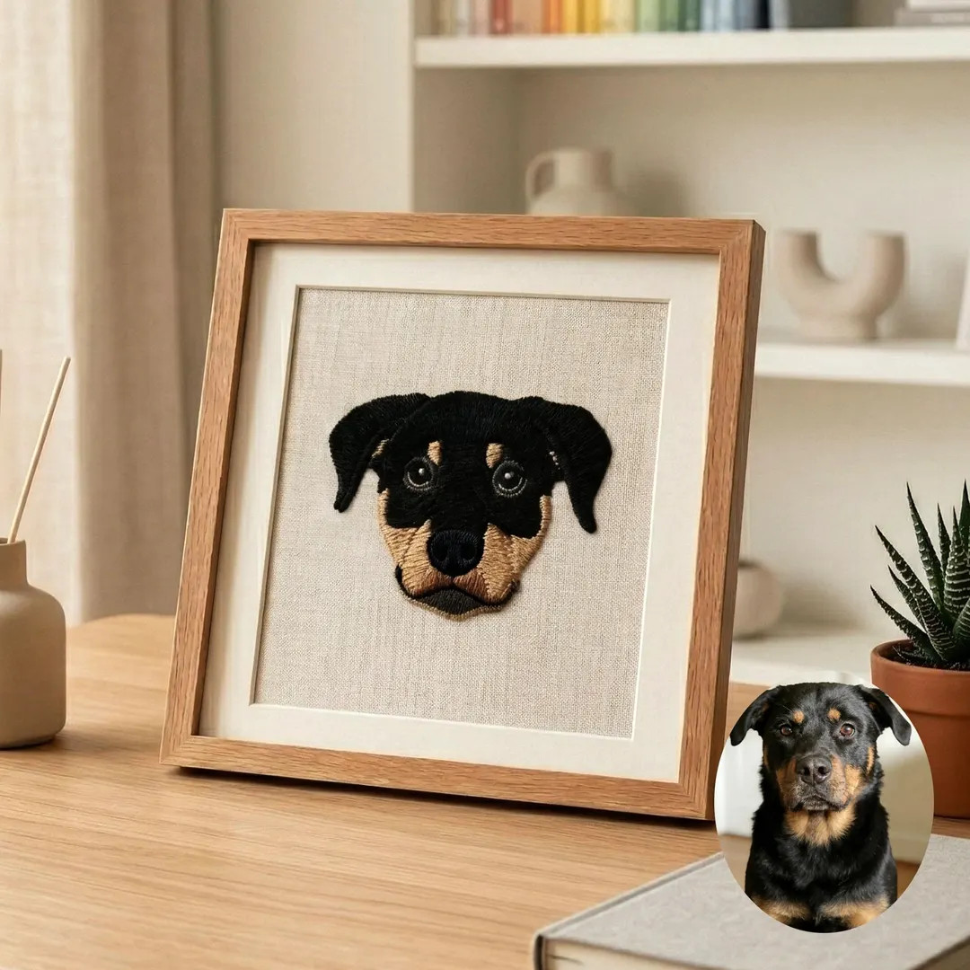 Custom Embroidered Pet Portrait, Personalized Dog Cat Memorial Gift, Hand Stitched Art, Minimalis... | Etsy (Global)