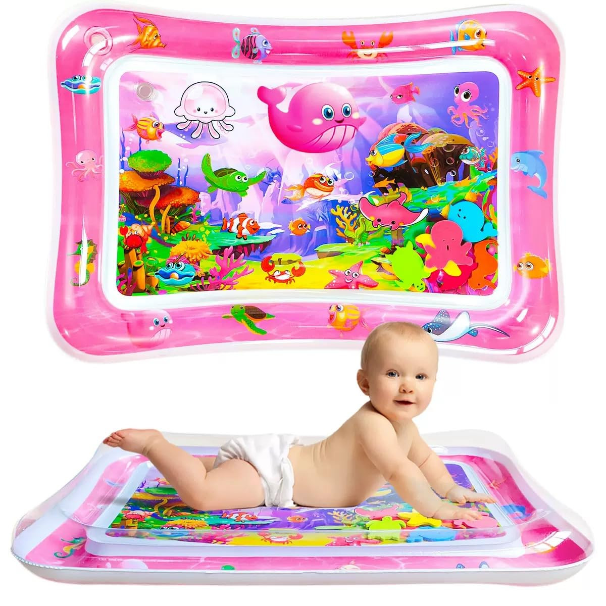 Tummy Time Water Mat | Inflatable Premium Baby Water Play Mat for Infants and Toddlers Baby Toys ... | Amazon (US)