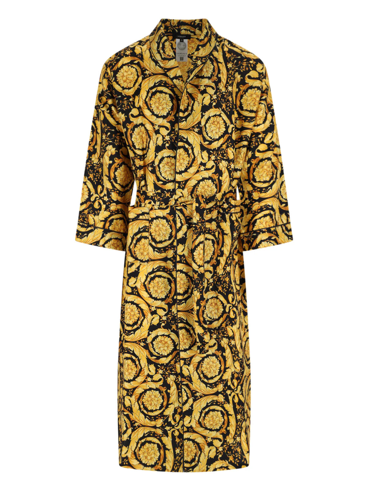 Versace Baroque Floral Silk Dress — Gold - 4 | Italist Inc.