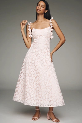 Mac Duggal Floral Lace A-Line Midi Dress | Anthropologie (US)