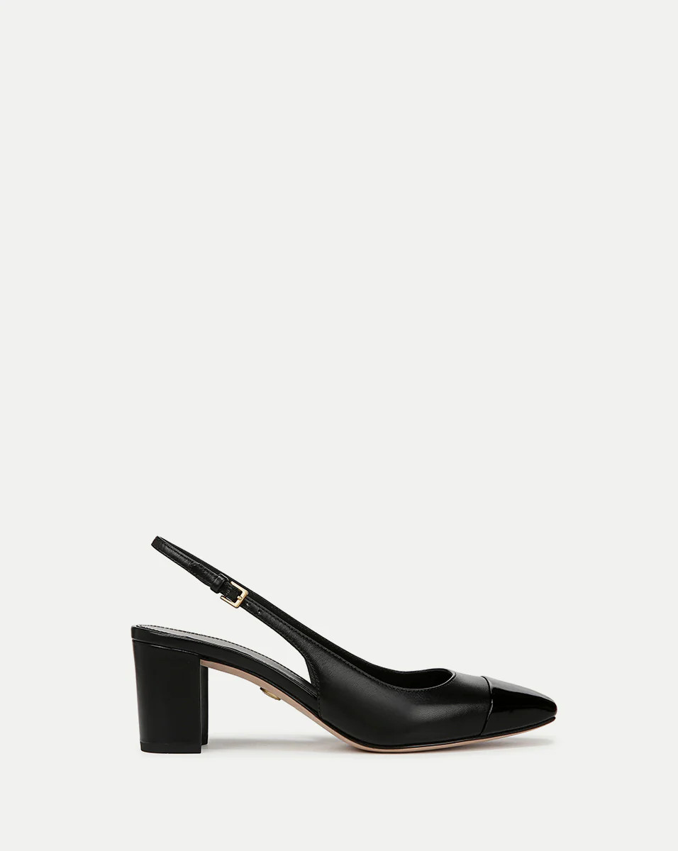 Cecile Leather Cap-Toe Slingback Pump | Veronica Beard
