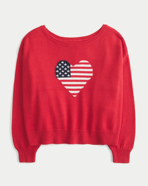 Easy Off-the-Shoulder Dog Graphic Sweater | Hollister (US)
