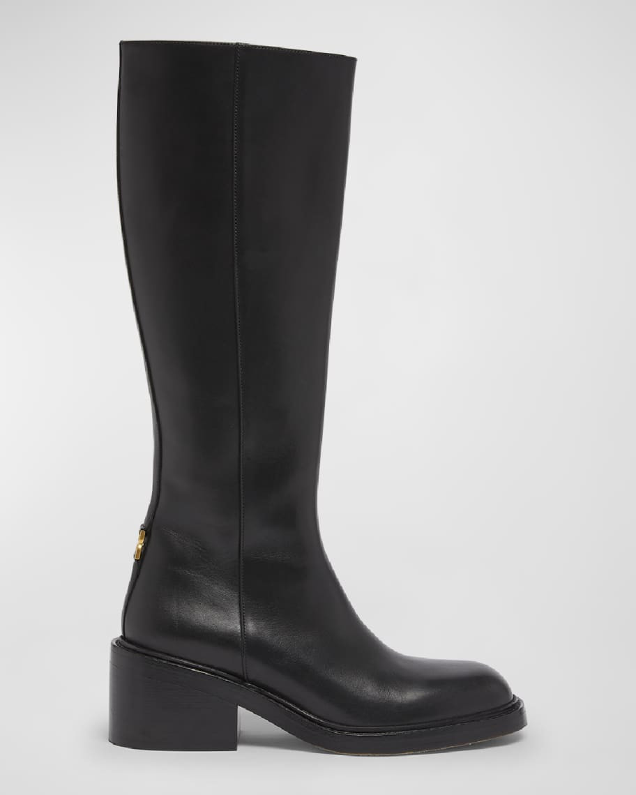 Chloe Marcie Leather Zip Knee Boots | Neiman Marcus