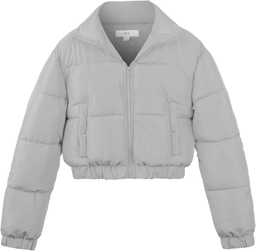 A2Y Women's Cropped Zipper Puffer Jacket | Amazon (US)