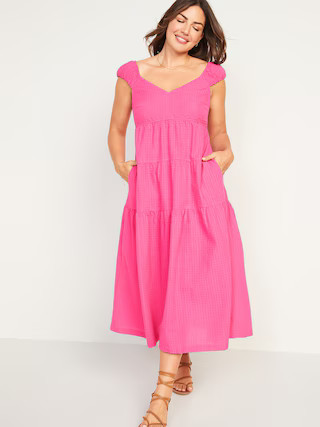 Tiered Seersucker All-Day Maxi Dress for Women | Old Navy (US)