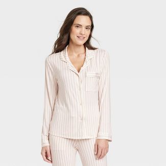 Women's Beautifully Soft Long Sleeve Notch Collar Top and Pants Pajama Set - Stars Above™ | Target