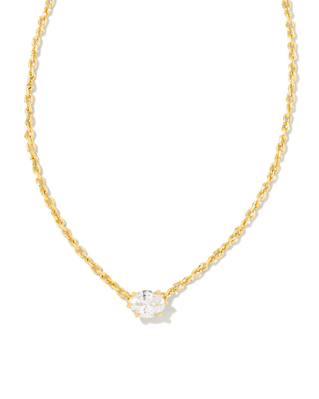Cailin Gold Pendant Necklace in White CZ | Kendra Scott