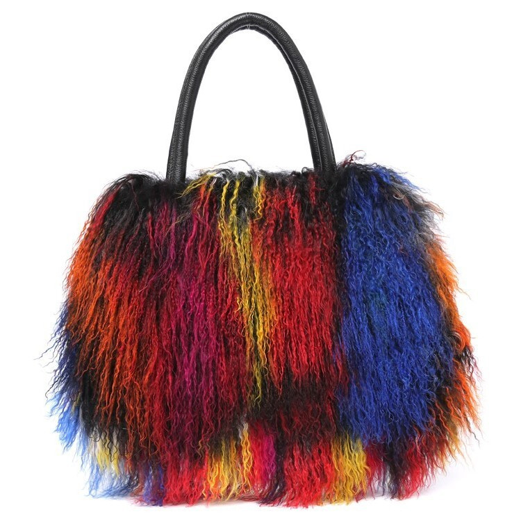 100% Real Mongolian Wool Fur Womens High-capacity Handbag Winter Fur Bag Fashion | eBay US