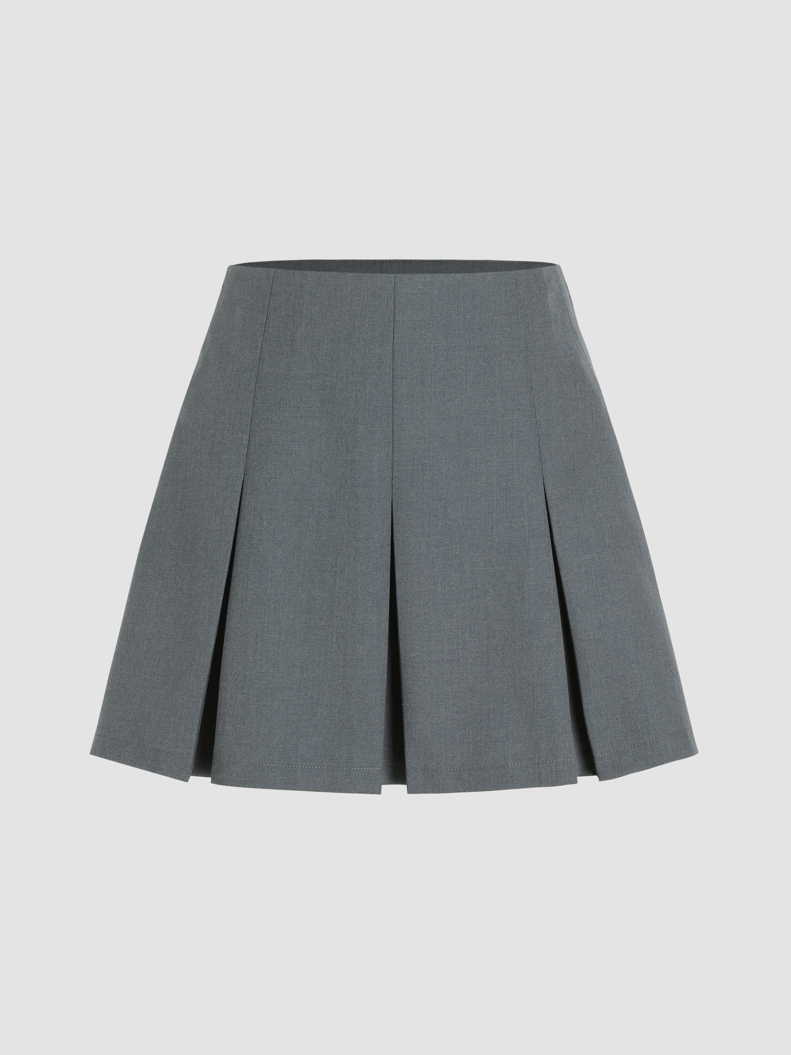 Preppy Solid Mid Waist Pleated Skirt For School Daily Casual | Cider
