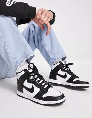 Nike Dunk High Retro sneakers in white and black | ASOS (Global)