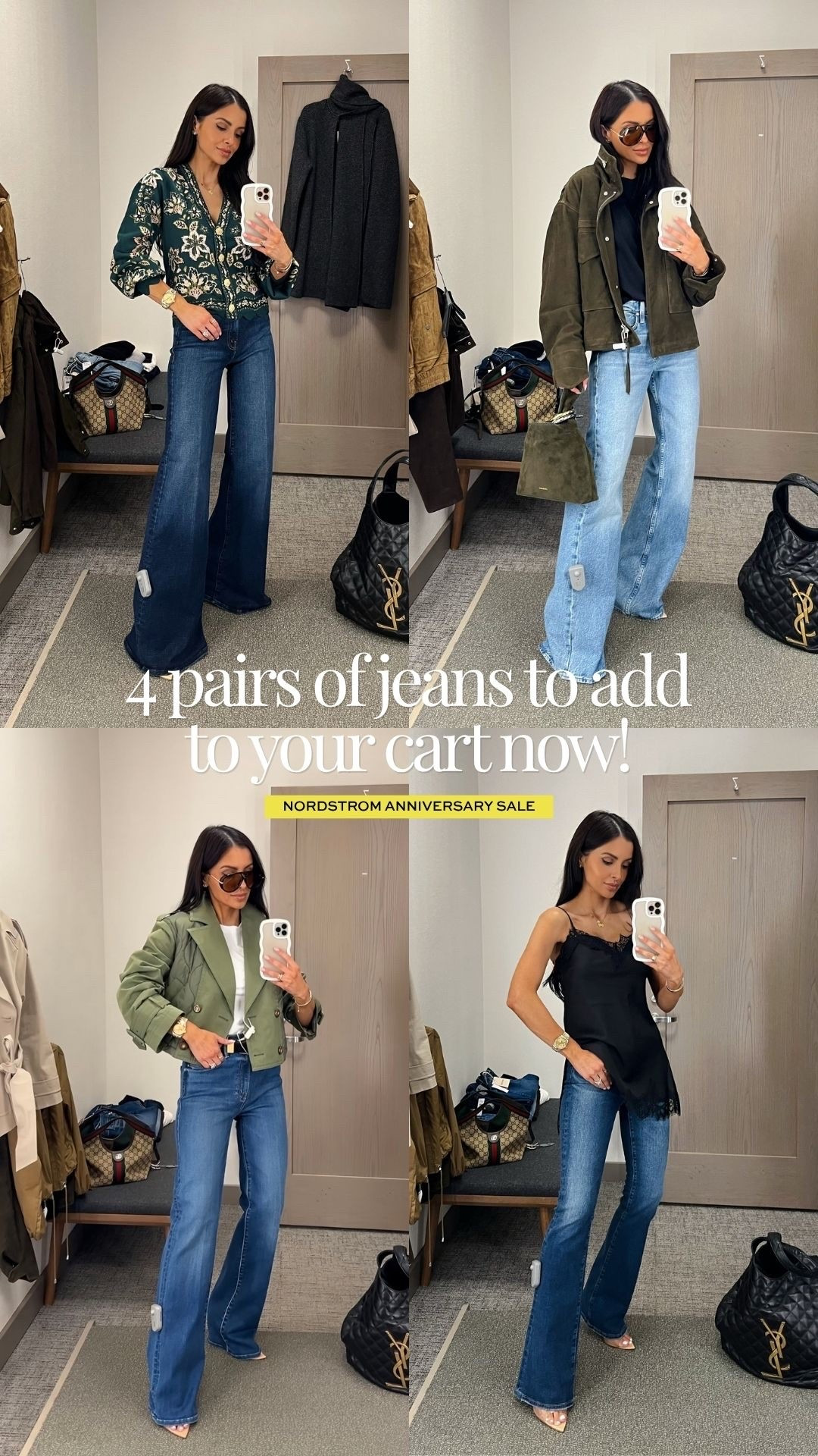 My favorite jeans that I tried on at the NSALE today 
Mother hustler roller sneak
Mother kick it straight leg jeans 
Mother bookie jeans
Size down in mother - wearing a 23
AG Farrah bootcut jeans 
@nordstrom #nsale

#LTKSaleAlert #LTKOver40 #LTKootd