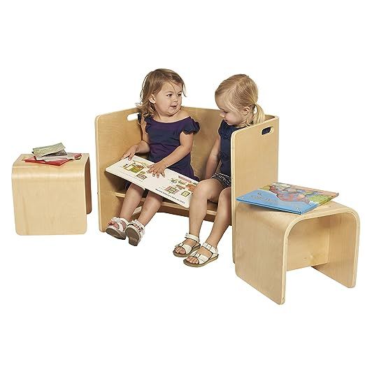 ECR4Kids Natural Bentwood Multipurpose Kids Wooden Chair Set (3-Piece) TABLE, Small | Amazon (US)