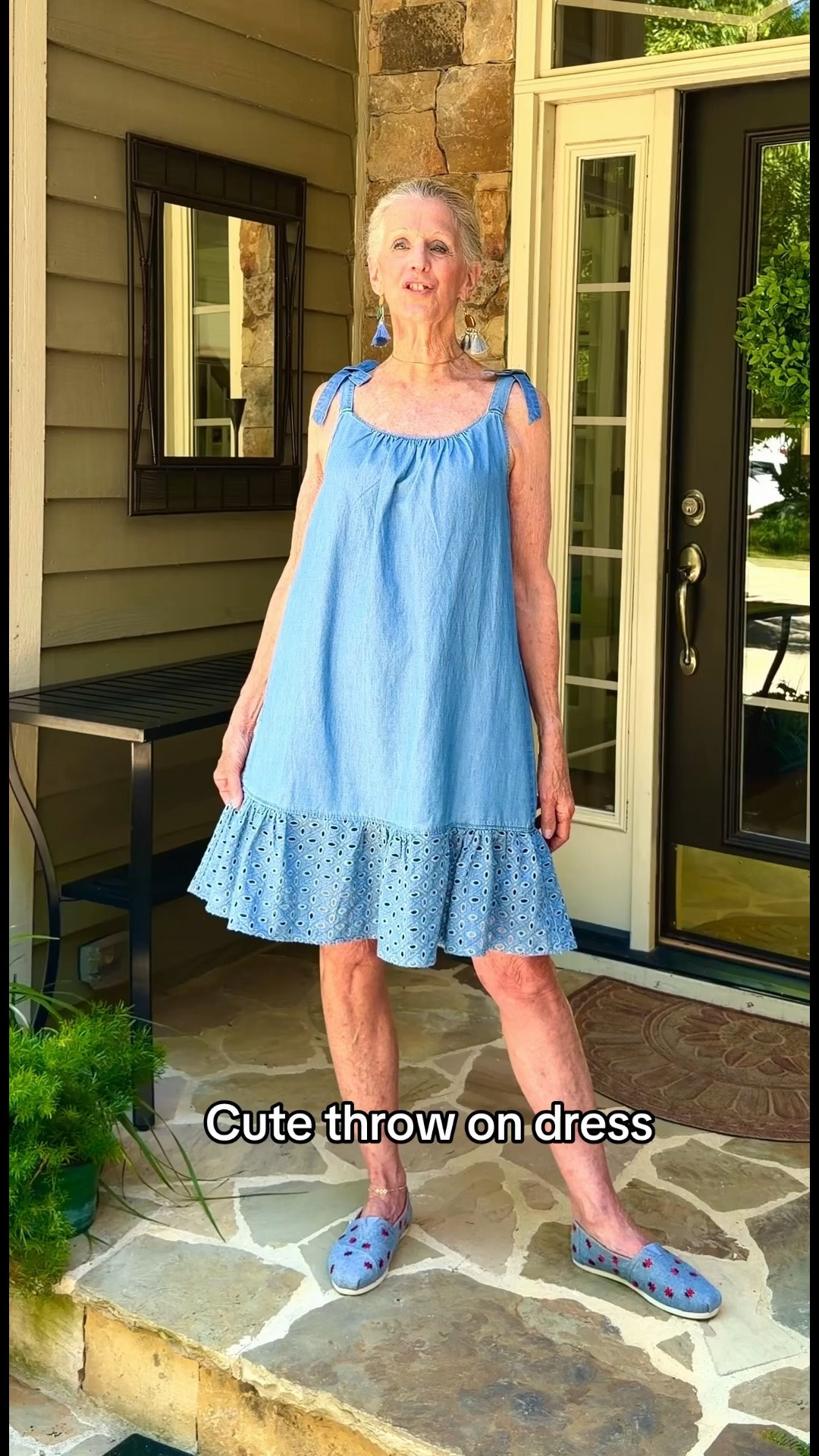 Summer denim “be cute” dress. It’s a fun, easy, comfortable and cool outfit !! The perfect throw on dress!  Dress @janeanddelancey Shoes @toms #fyp #denim #dress #summer #trending

#LTKOver40 #LTKootd #LTKmomlife