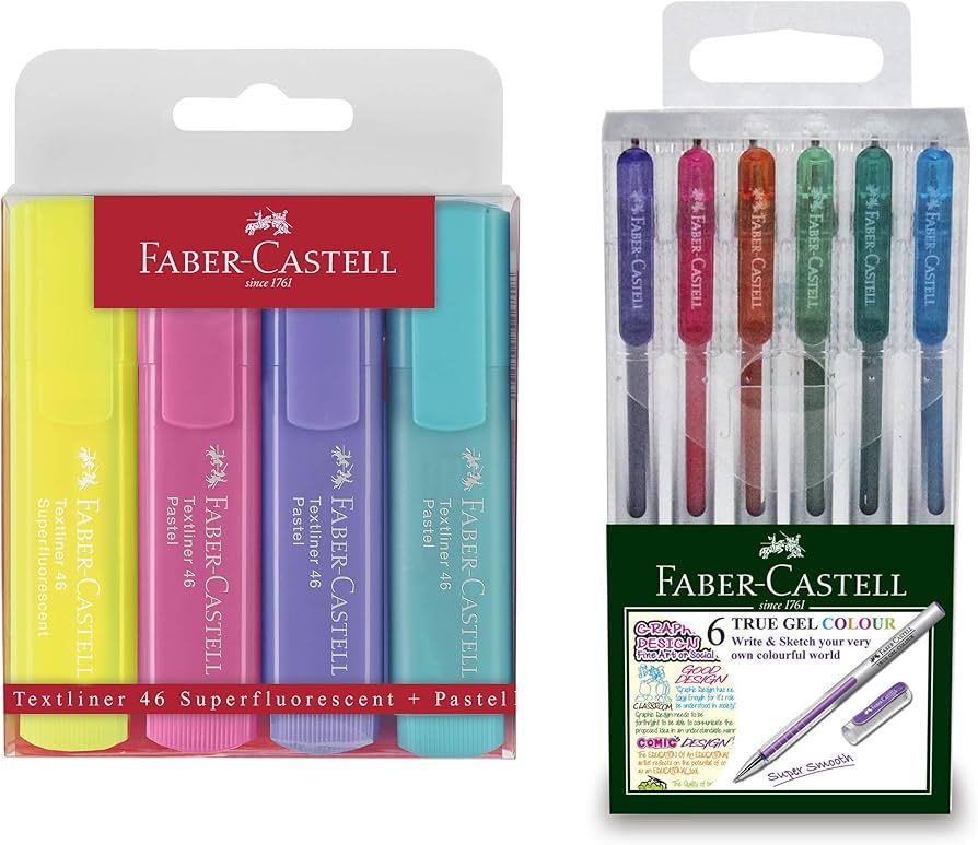 Faber-Castell Back to School Planner Pack - 6 Colored Gel Pens and 4 Pastel Highlighters | Amazon (US)