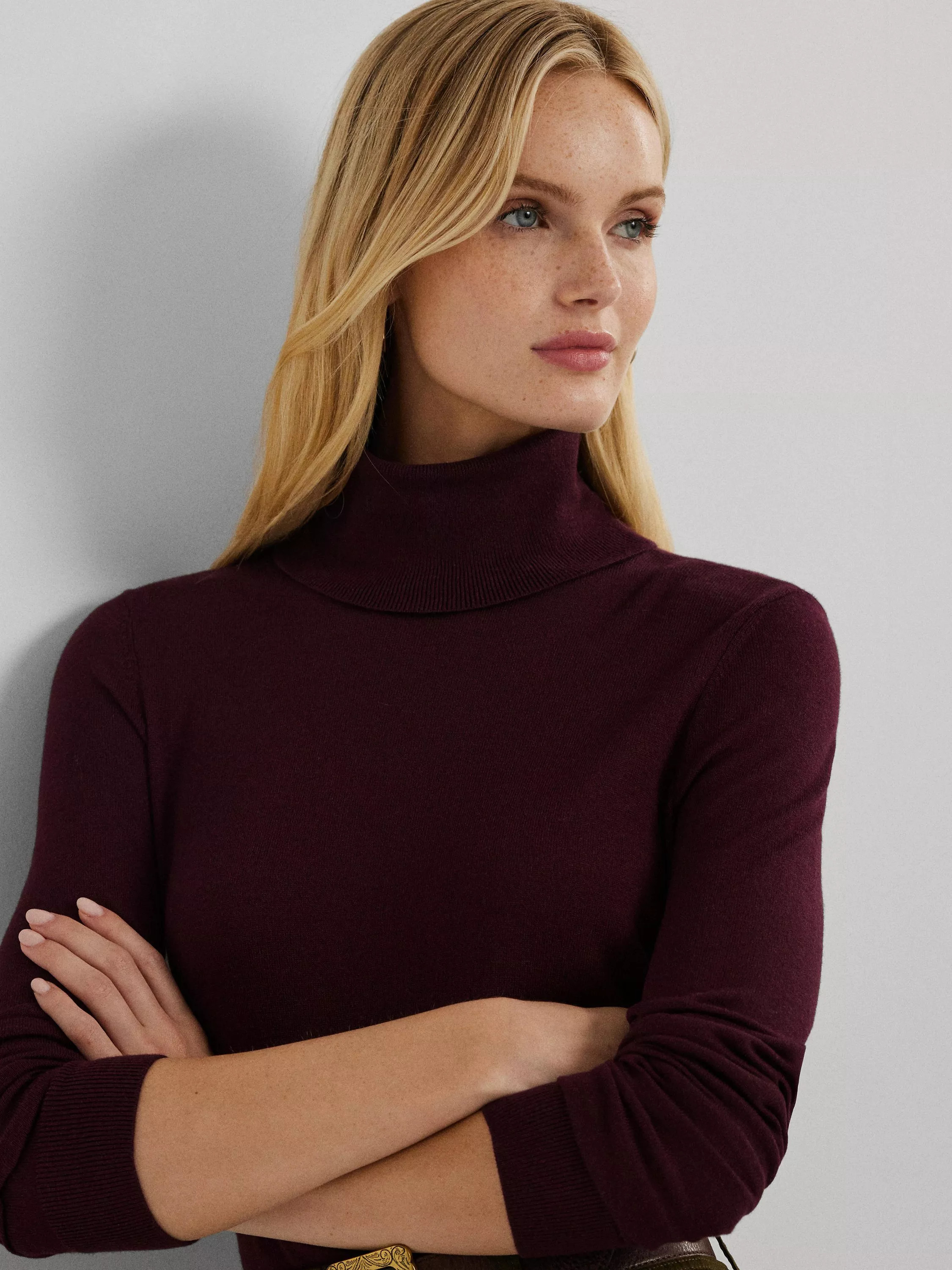Ralph LaurenLauren Ralph Lauren Zoe Long Sleeve Silk Blend Top, Burgundy | John Lewis (UK)