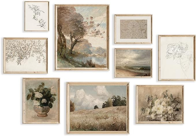 Vintage Wall Art Decor Rustic Wall Decor Aesthetic Farmhouse Wall Pictures Vase Flower Boho Canva... | Amazon (US)