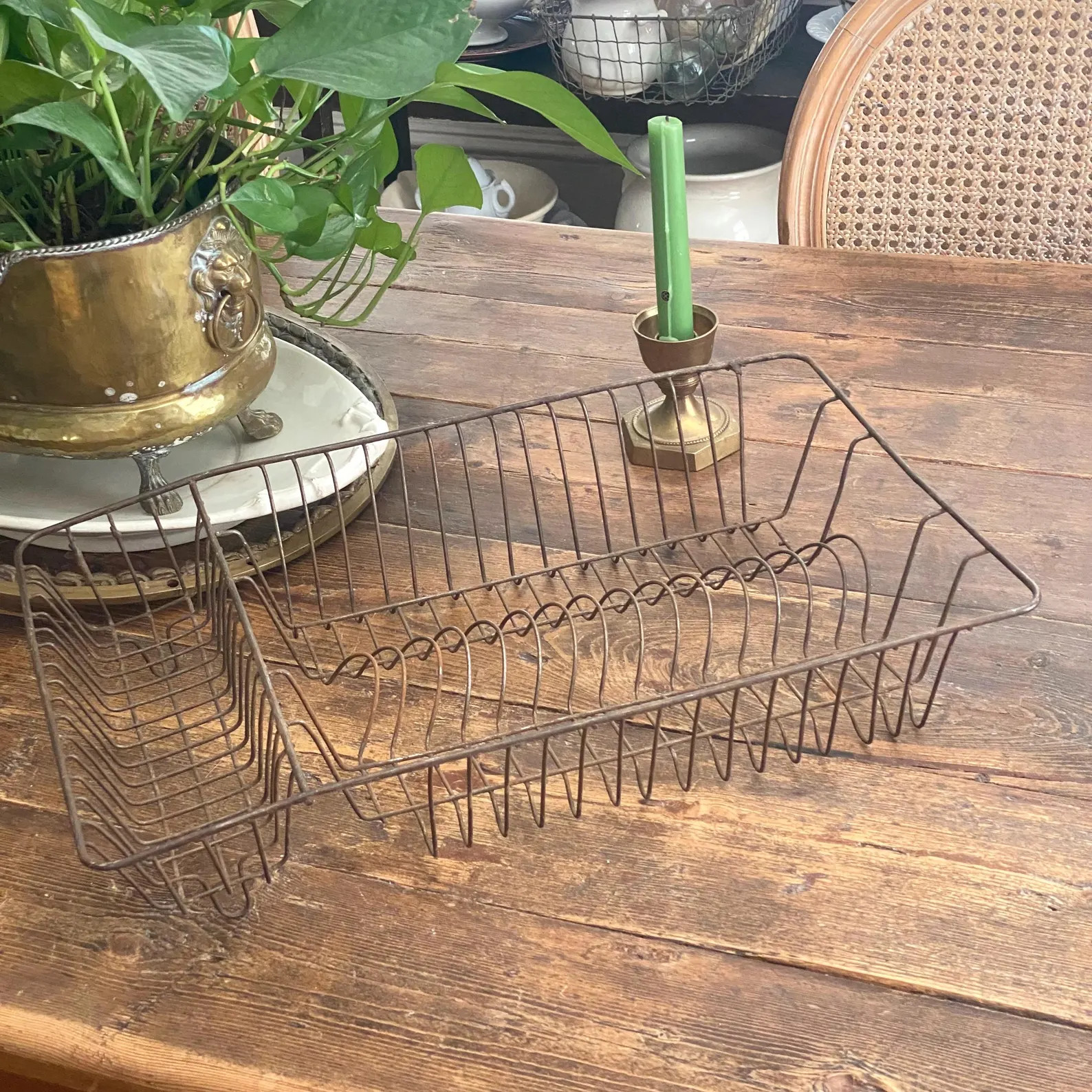 Antique French Wire Dish Drain         Vintage Farmhouse Gold | Etsy (Global)