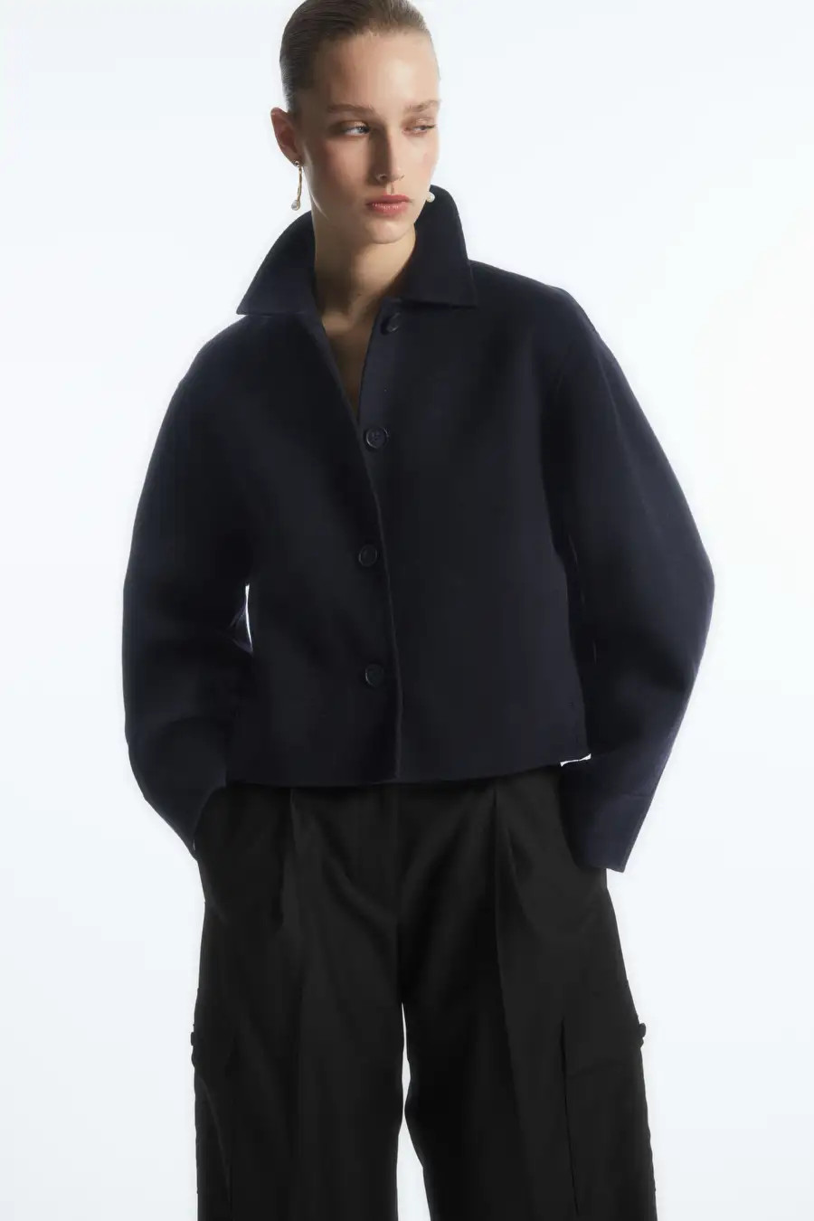 BOXY-FIT DOUBLE-FACED WOOL JACKET - NAVY - COS | COS UK