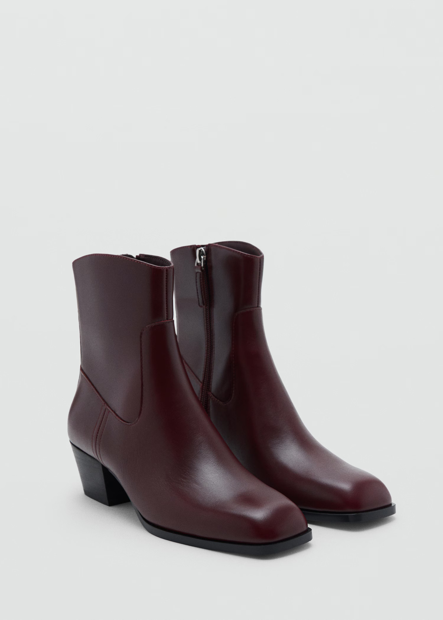 Squared toe leather ankle boots | Mango (US/MX/AU)