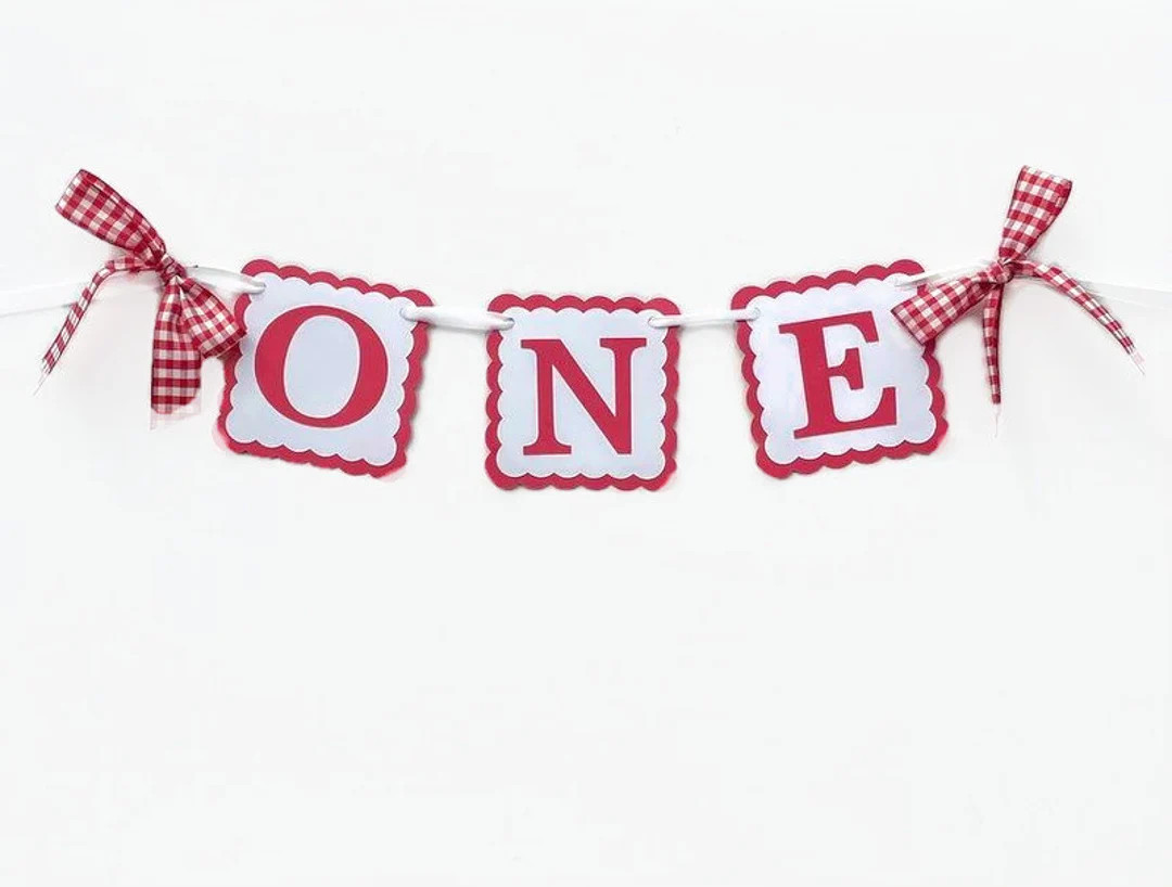 First Birthday Girl, ONE Highchair Banner, ONE Birthday Banner, Red First Birthday Decor | Etsy (US)