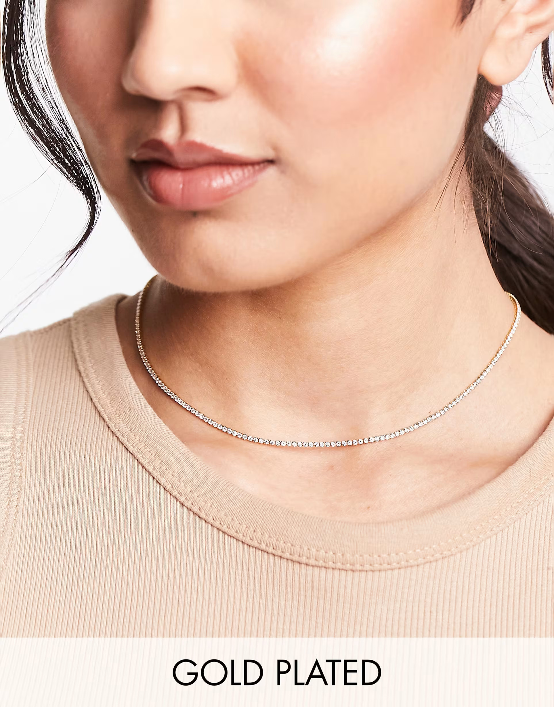 Astrid & Miyu crystal tennis necklace in 18k gold plated | ASOS (Global)