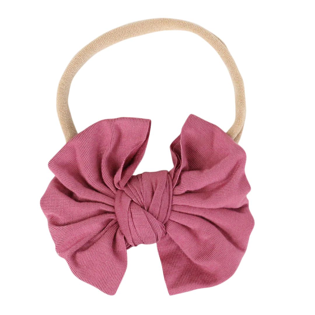 Solid Dusty Rose Knit Bow Headband | Caden Lane