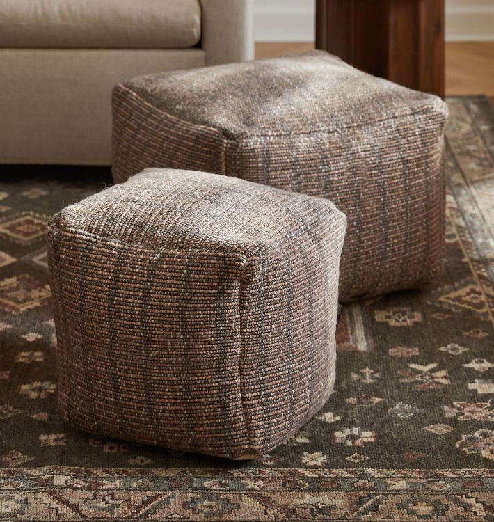 Shiloh Corded Wool & Jute Pouf | Rejuvenation
