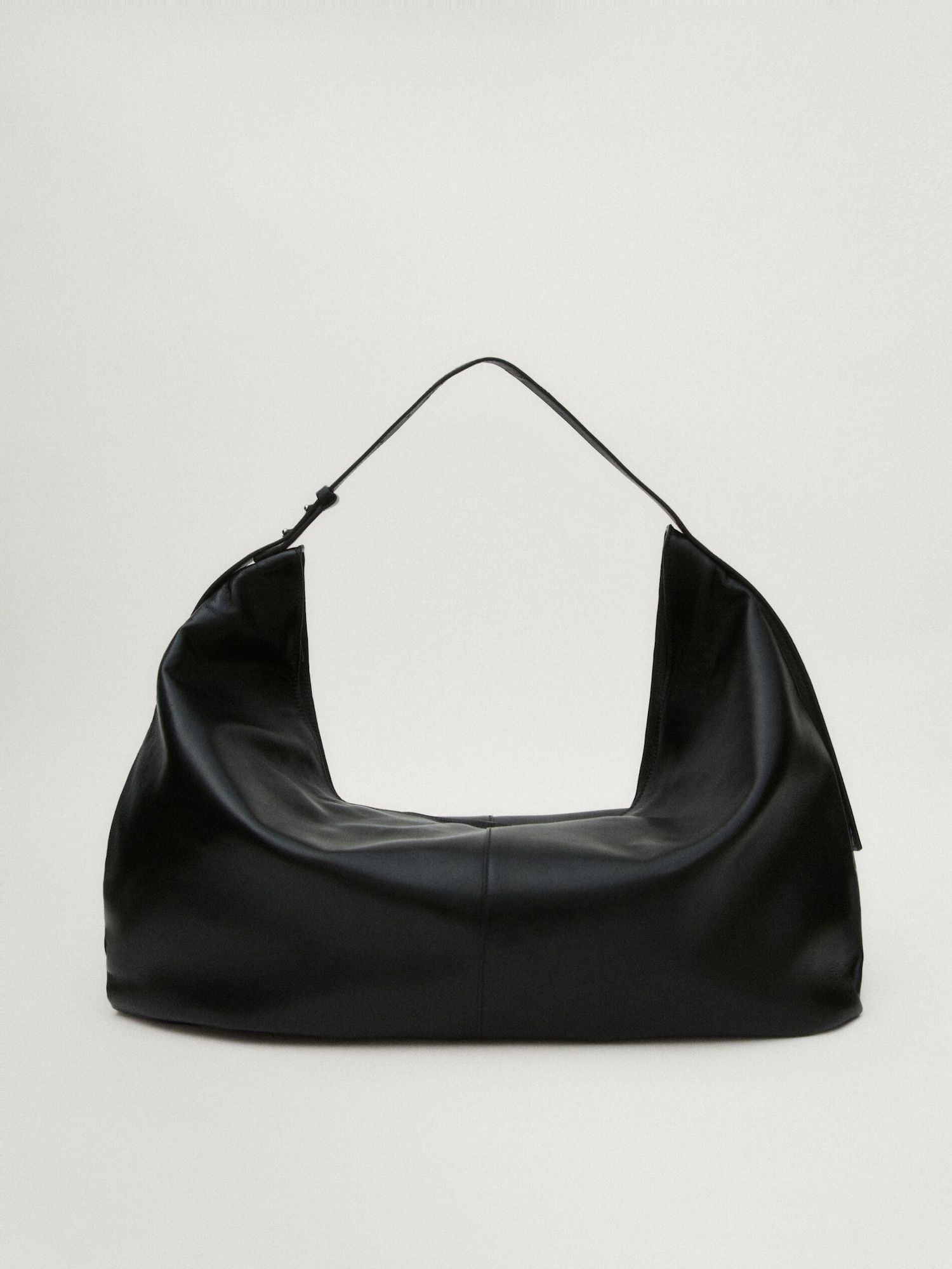 Maxi nappa leather half-moon bag | Massimo Dutti (US)