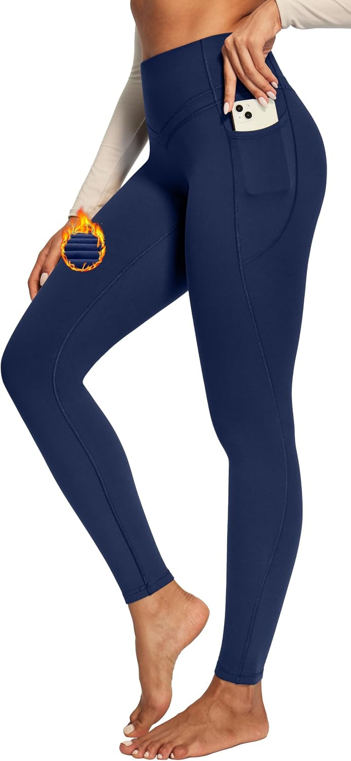 IUGA Compression Fleece Lined Leggings Women No Front Seam Thermal Pants | Amazon (US)