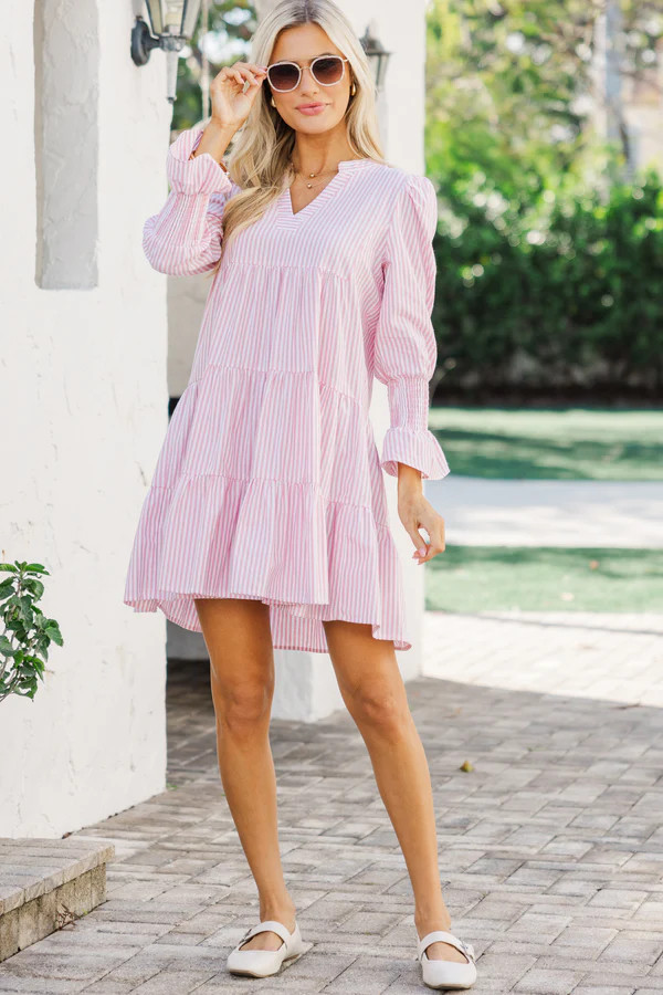 In Your Happy Place Striped Pink Striped Dress | The Mint Julep Boutique