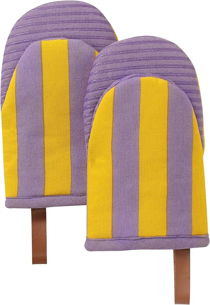 Folkulture Mini Oven Mitts Heat Resistant | (5.75x9) Set of 2 Purple Short Oven Mitts with Hangin... | Amazon (US)