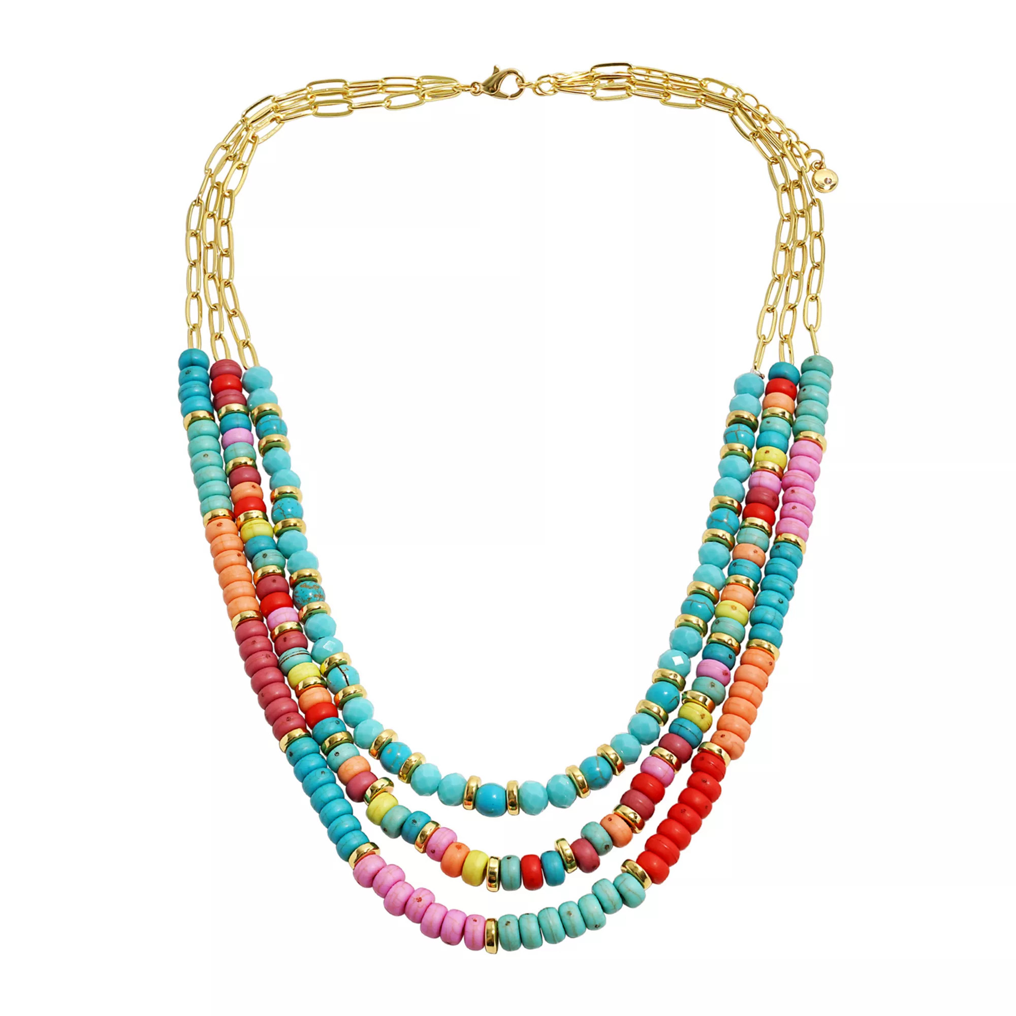 Emberly Gold Tone Multi Bead Chain Layered Necklace | Kohl's