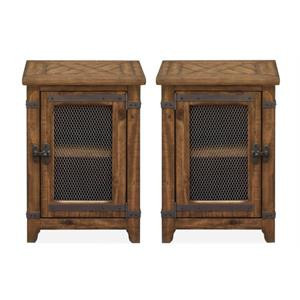Home Square Adjustable Wood Shelf End Table in Farmhouse Timber - Set of 2 | Homesquare