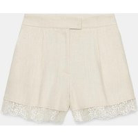 Zara - Pleated Lace Shorts - Light Beige - L - Woman | Zara US