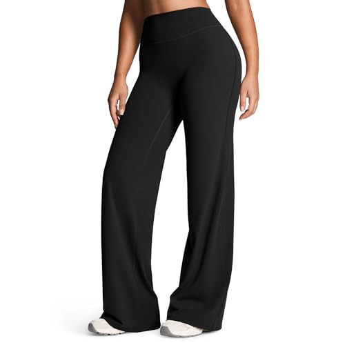 Aoxjox Women's Workout Athlenza Straight Leg Bottoms High Waist Lumastretch™ Gym Yoga Pants 33" (Black, Small) | Amazon (US)