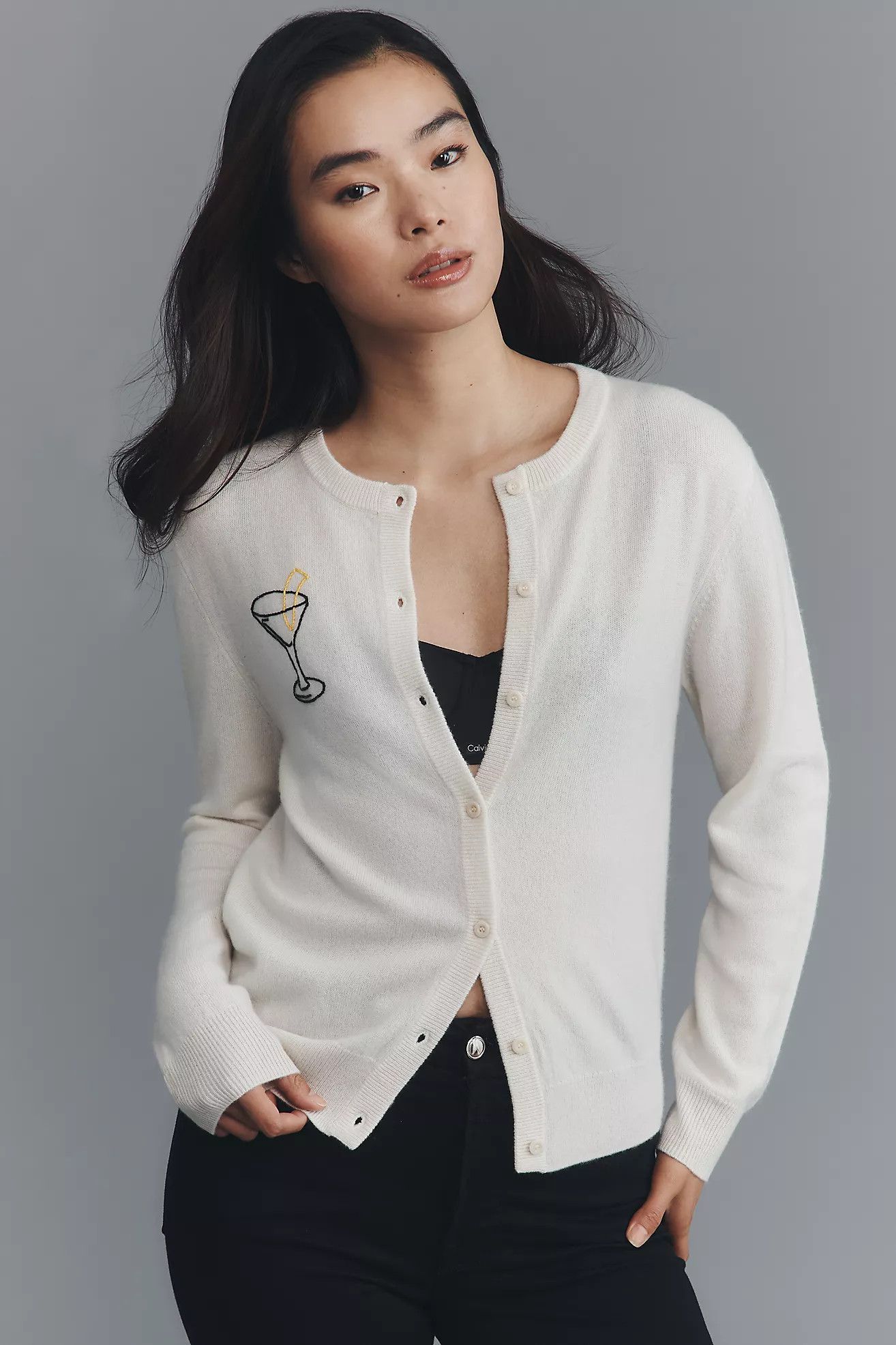 Lingua Franca Embroidered Cashmere Cardigan Sweater | Anthropologie (US)