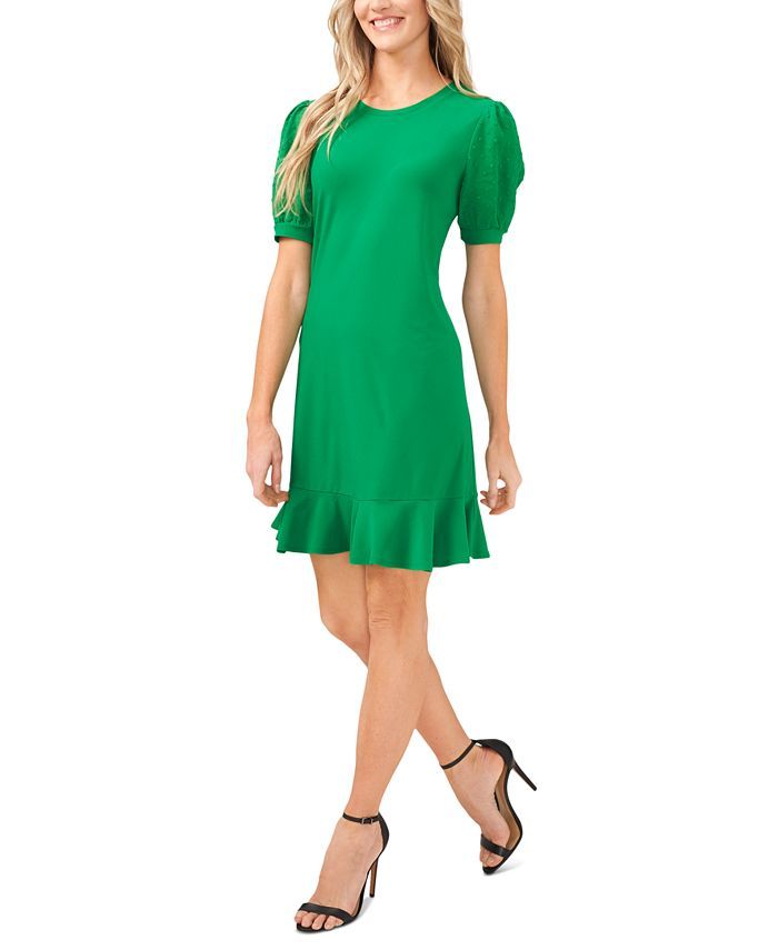 CeCe Puffed Dot Sleeve Dress & Reviews - Dresses - Women - Macy's | Macys (US)