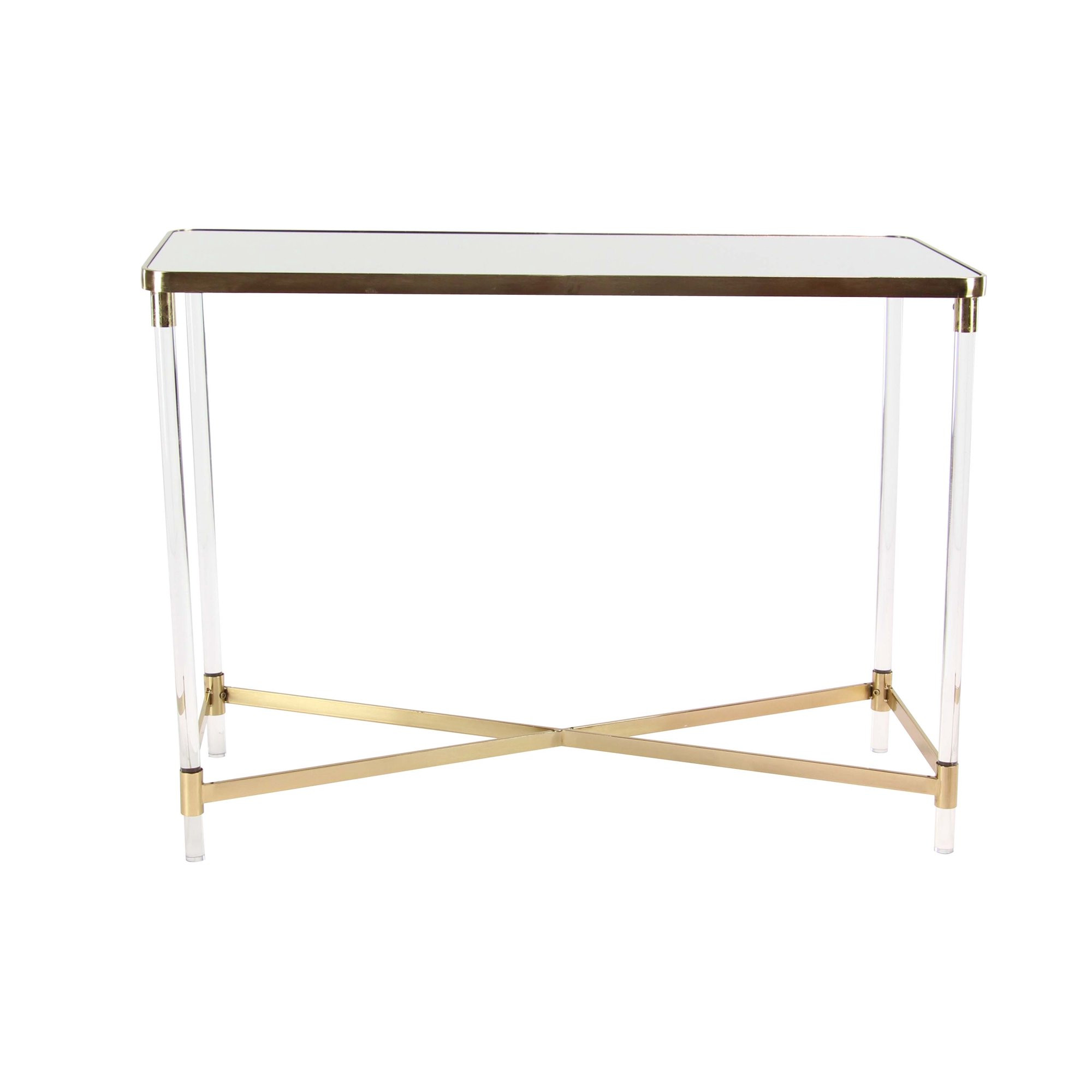 Decmode Modern Metal and Acrylic Rectangular Mirror Console, Clear | Walmart (US)