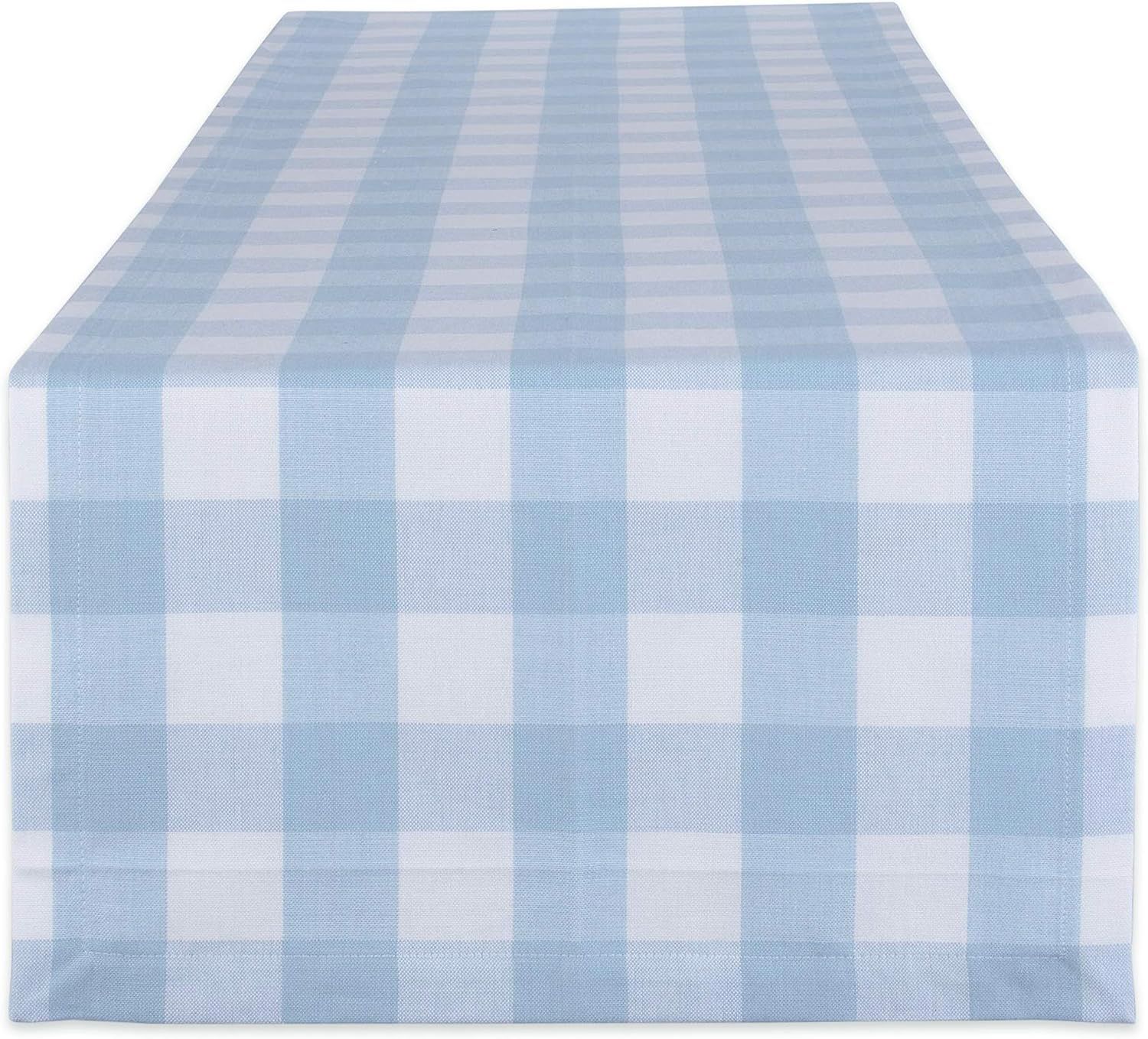 DII Buffalo Check Collection Classic Tabletop, Table Runner, 14x72, Light Blue & White | Amazon (US)