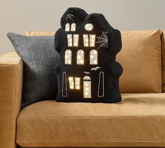 Light Up Haunted House Shaped Pillow | Pottery Barn (US)