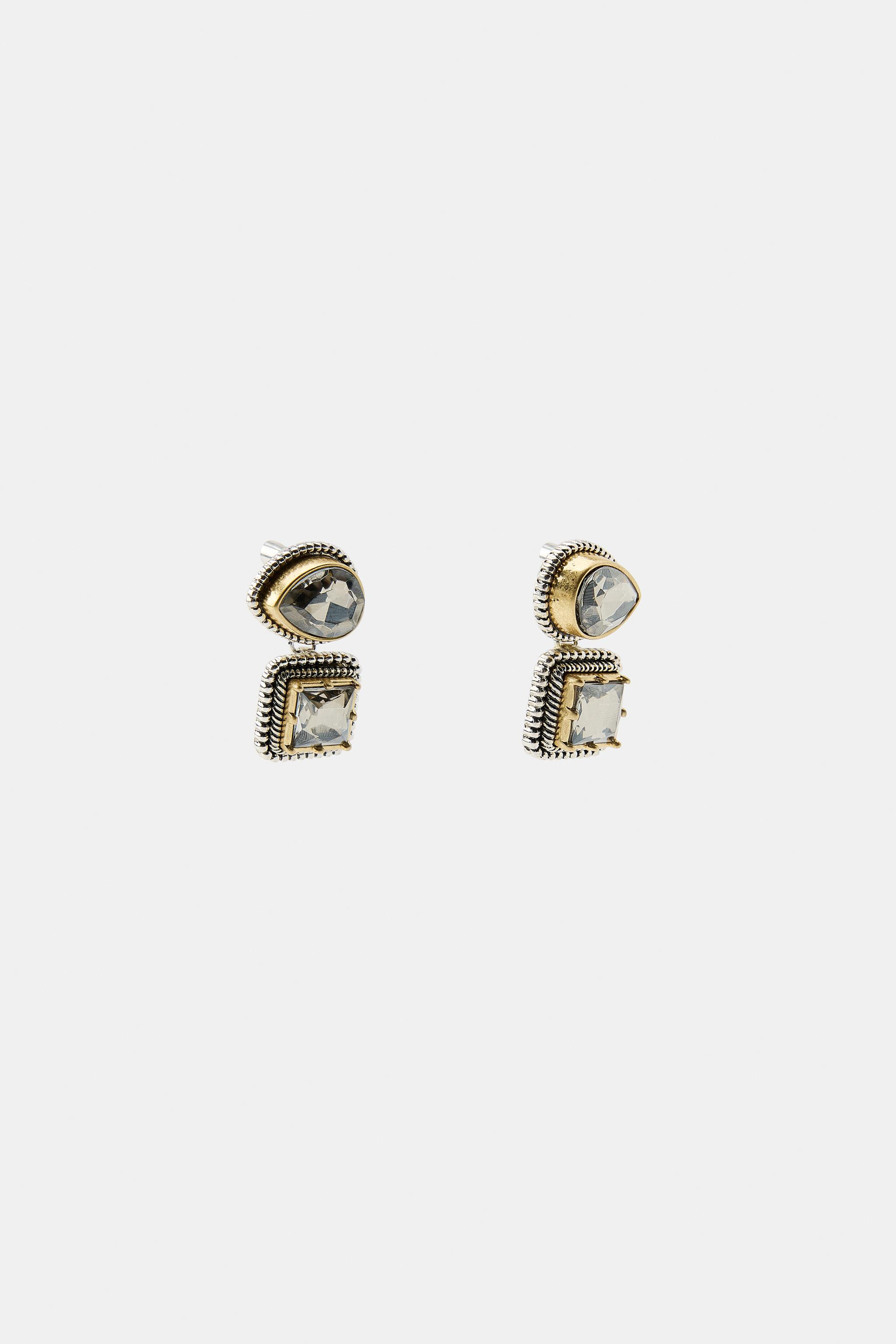 DOUBLE JEWEL EARRINGS | Zara US