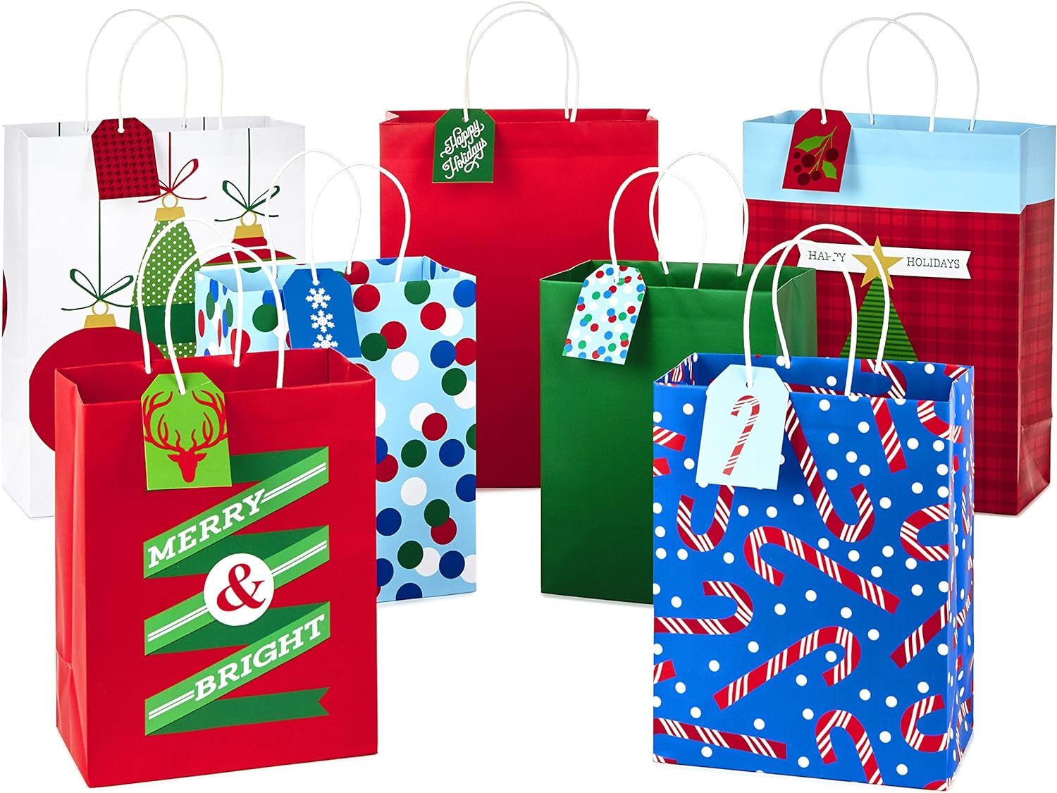 Hallmark Christmas Assorted Gift Bag Bundle with Mix-n-Match Gift Tags, Traditional (Pack of 7 Gi... | Amazon (US)