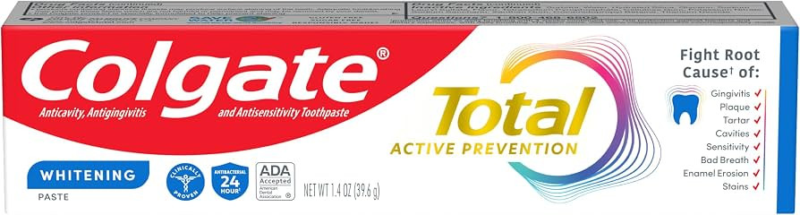 Colgate Total Active Prevention Travel Toothpaste, Whitening Toothpaste with Fluoride, Antibacter... | Amazon (US)