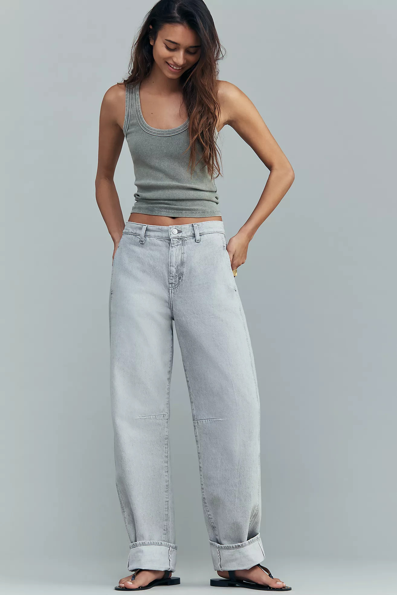 AG Cotton Mercer High-Rise Cuffed Tapered Jeans | Anthropologie (US)