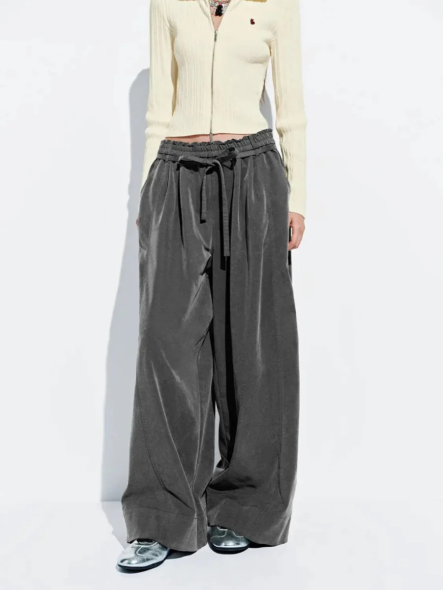 Effortless Draped Drawstring Wide Leg Pants | Urban Revivo