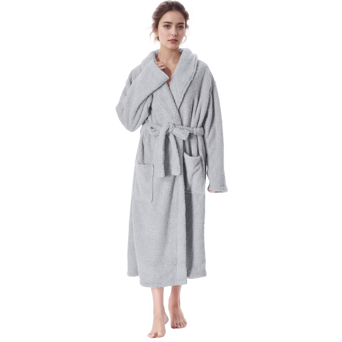 Catalonia Womens Bathrobe, Warm Comfy Plush Long Robe, Gray, Medium | Target
